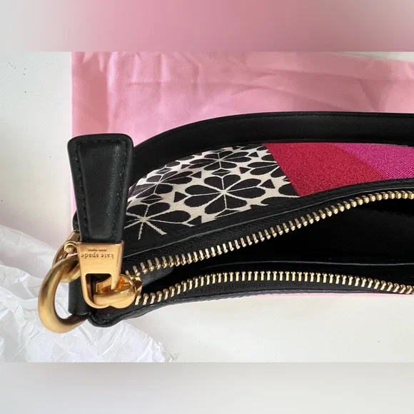 Kate Spade ♠️ Flower Jacquard Stripe Sam Small Convertible Shoulder Bag - Picture 3 of 11